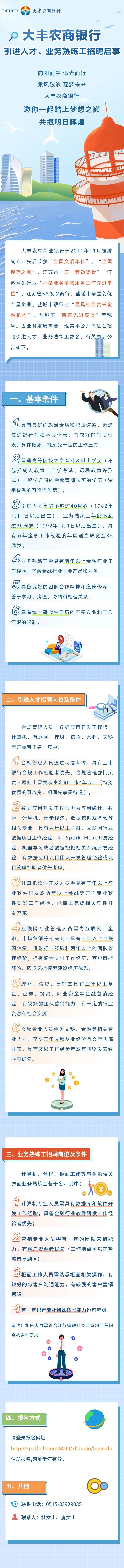 2022年大豐農商銀行引進(jìn)人才、業(yè)務(wù)熟練工招聘啟事