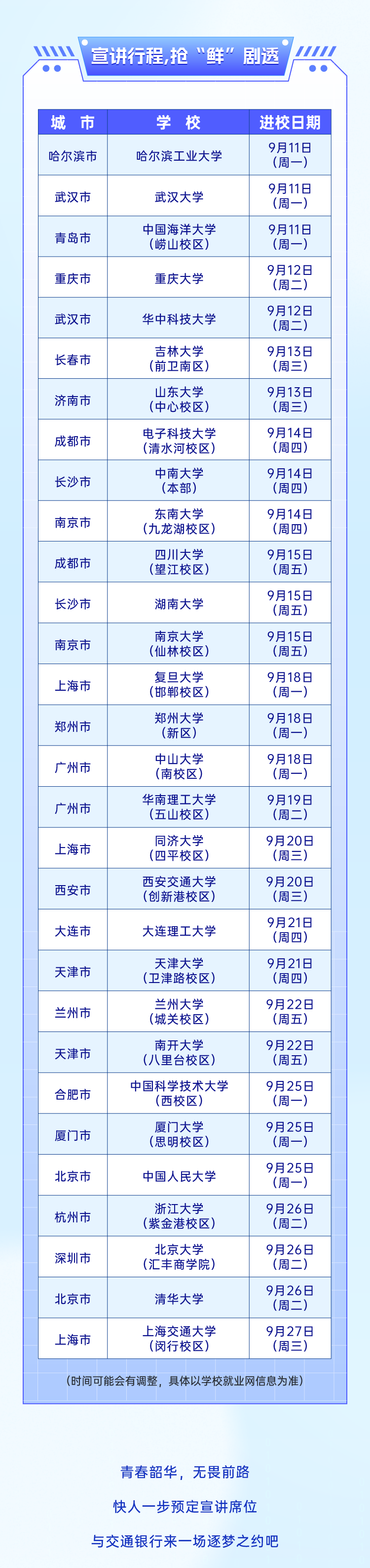 宣講會(huì )行程