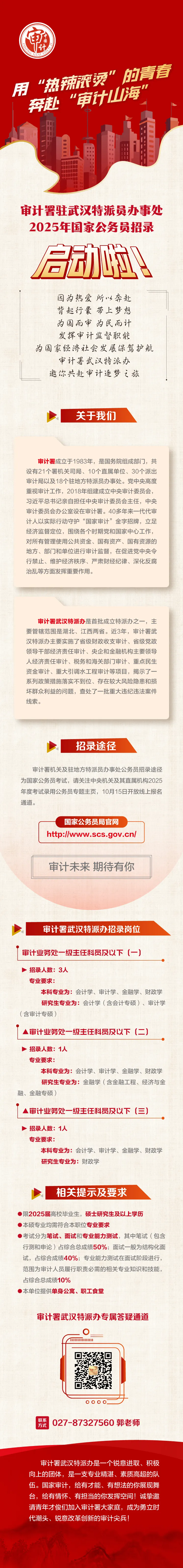 2025年國家公務(wù)員審計署駐武漢特派員辦事處招錄啟動(dòng)